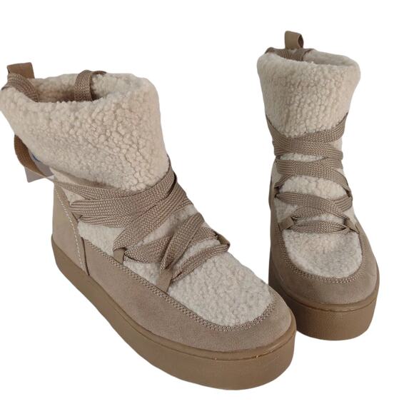 NWT Universal Thread Birgitte Women's 7.5 Lace-Up Platform Sherpa Boots Pull-On - Picture 3 of 9